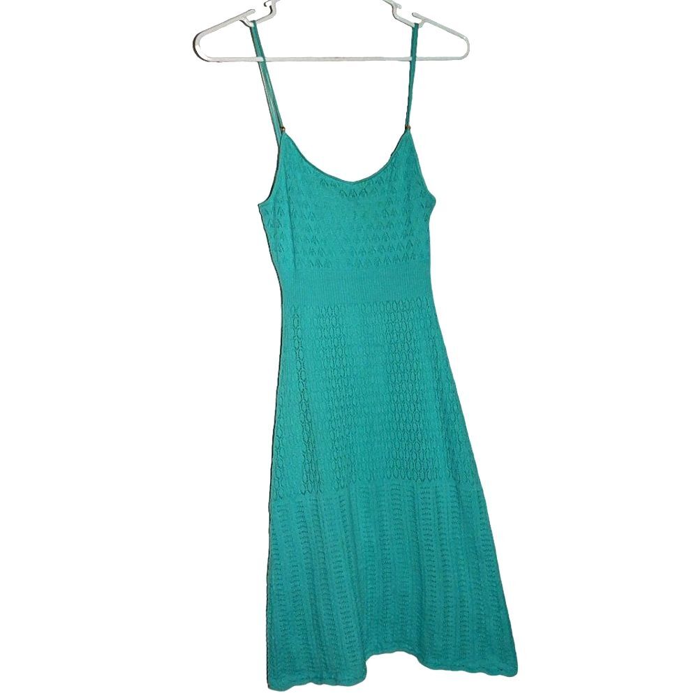 Guess Jeans Authentic Women’s Small Teal Crocheted Tank Dress Vintage Flawed